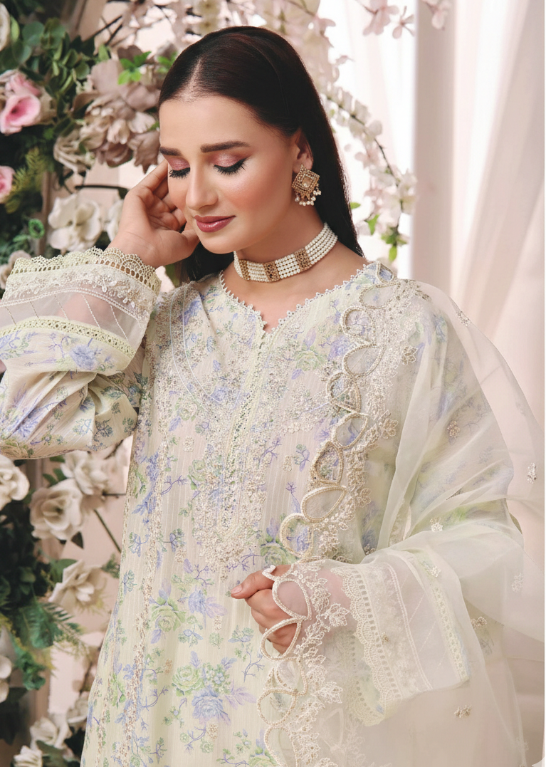 Stitched Embroidered Hira Cotton Lawn Suit