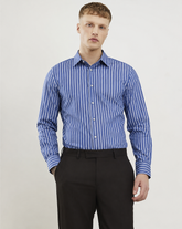 Men’s Blue & White Striped Formal Shirt – Long Sleeve