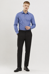 Men’s Blue & White Striped Formal Shirt – Long Sleeve