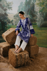 Basic Printed Lawn 3 PCS Suit Stitched Blue
