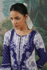 Basic Printed Lawn 3 PCS Suit Stitched Blue