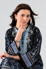 Basic Printed Lawn 3 PCS Suit Stitched Black
