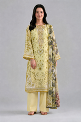Basic Blue Printed Lawn 3 PCS Suit