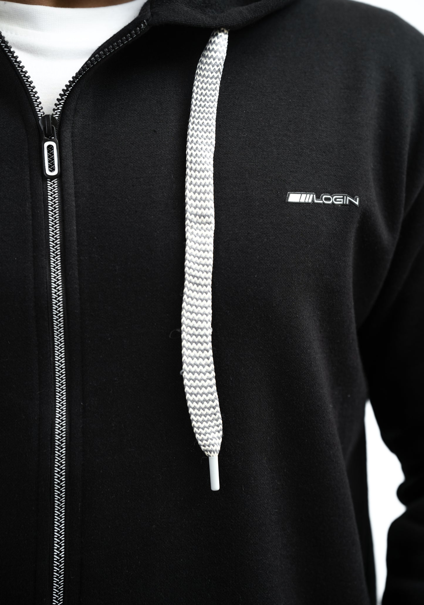 MEN Zip-Up Fleece Hoodie – Black