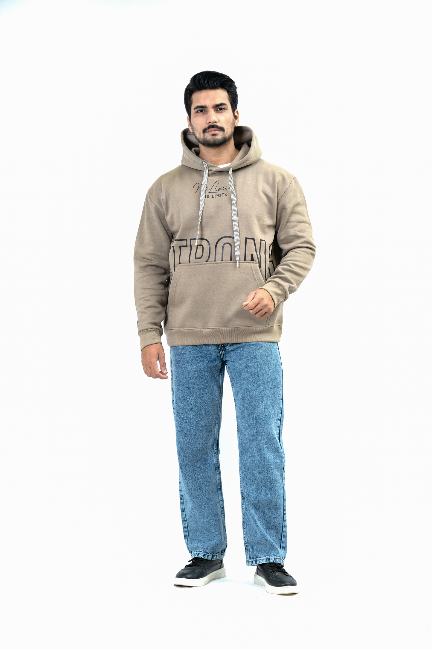 MEN Zip-Up Fleece Hoodie – Camel