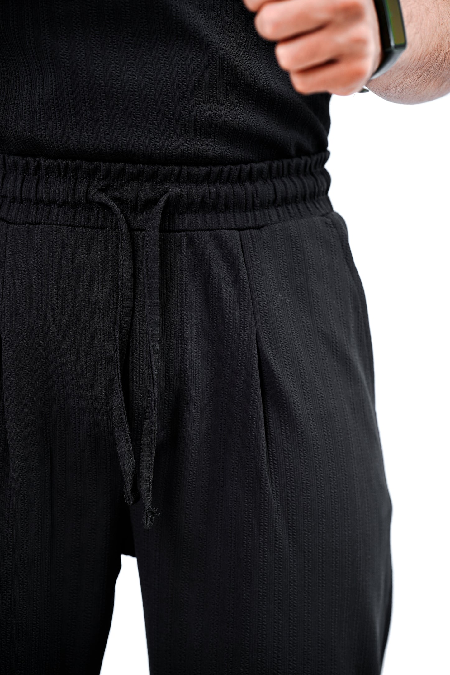 Men's Textured Comfort Track Suit (Full Set) – Black