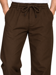 Men’s Brown Relaxed Fit Drawstring Cargo-Style Pants