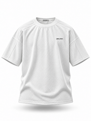 LOGIN Men's White Oversized Mesh T-Shirt