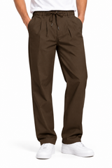 Men’s Dark Brown Relaxed-Fit Trousers