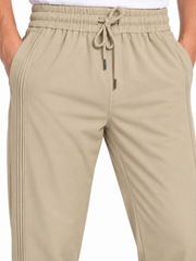 Men's Beige Relaxed Fit Trousers
