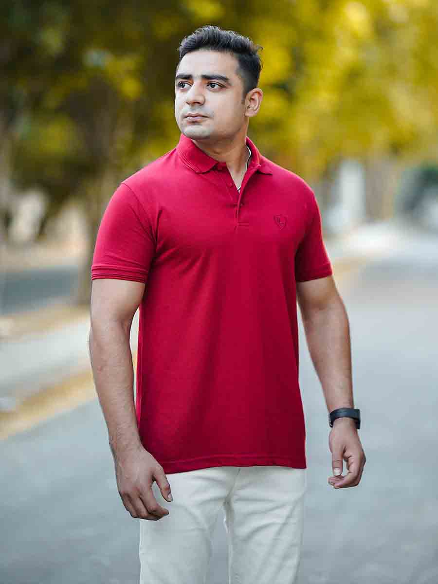 Login Red Plain Polo