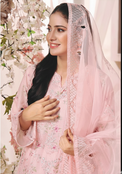 Stitched Embroidered Hira Cotton Lawn Suit
