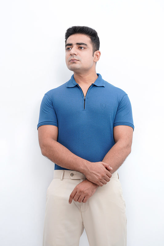 Login Royal Blue Zipper Polo