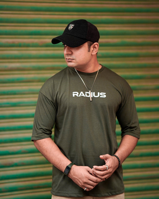 Login Drop Shoulder Olive Printed T-Shirts