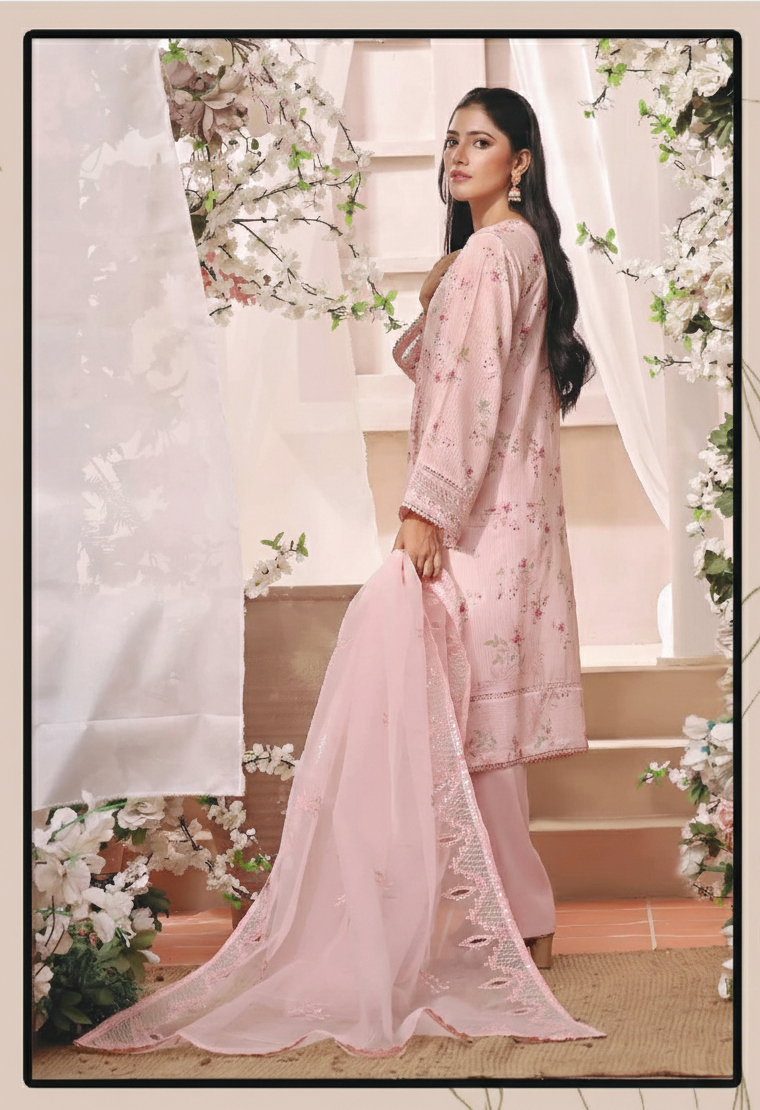 Stitched Embroidered Hira Cotton Lawn Suit