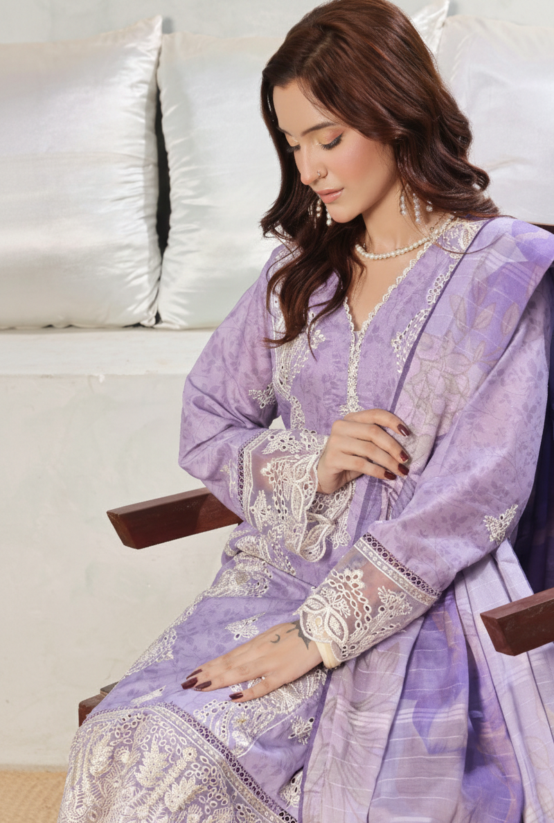 Stitched Embroidered Sorina Cotton Lawn Suit