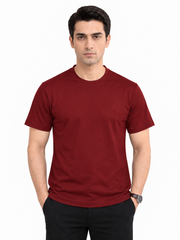 Maroon crew neck T-shirt front view