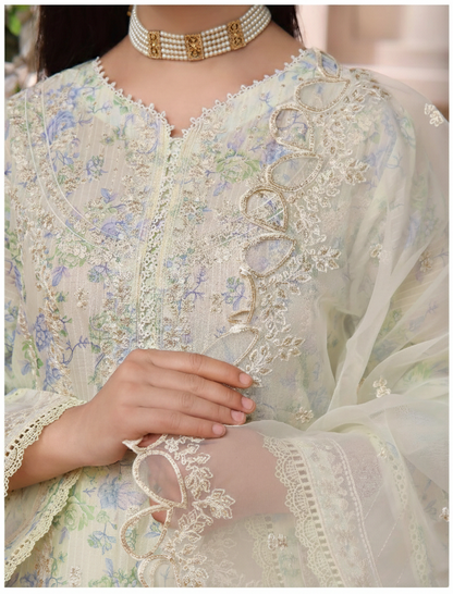 Stitched Embroidered Hira Cotton Lawn Suit