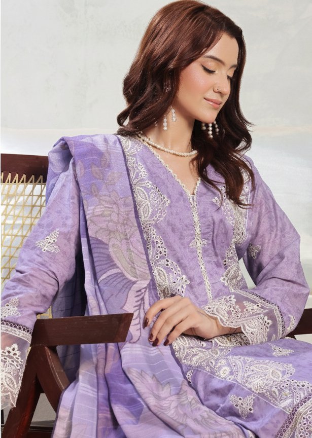 Stitched Embroidered Sorina Cotton Lawn Suit