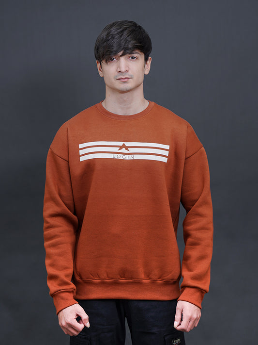 Login Brown Drop Shoulder Sweatshirt