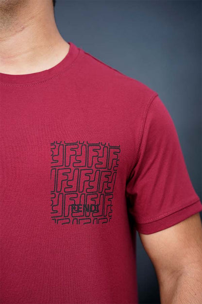 Login Maroon Printed Lycra T-Shirt