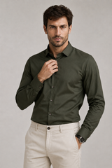 Men’s Olive Green Formal Shirt – Full Sleeve