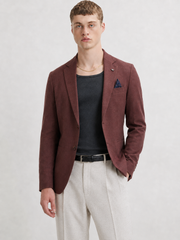 Maroon Textured Slim Fit Blazer