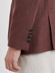 Maroon Textured Slim Fit Blazer
