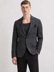 Charcoal Textured Slim Fit Blazer