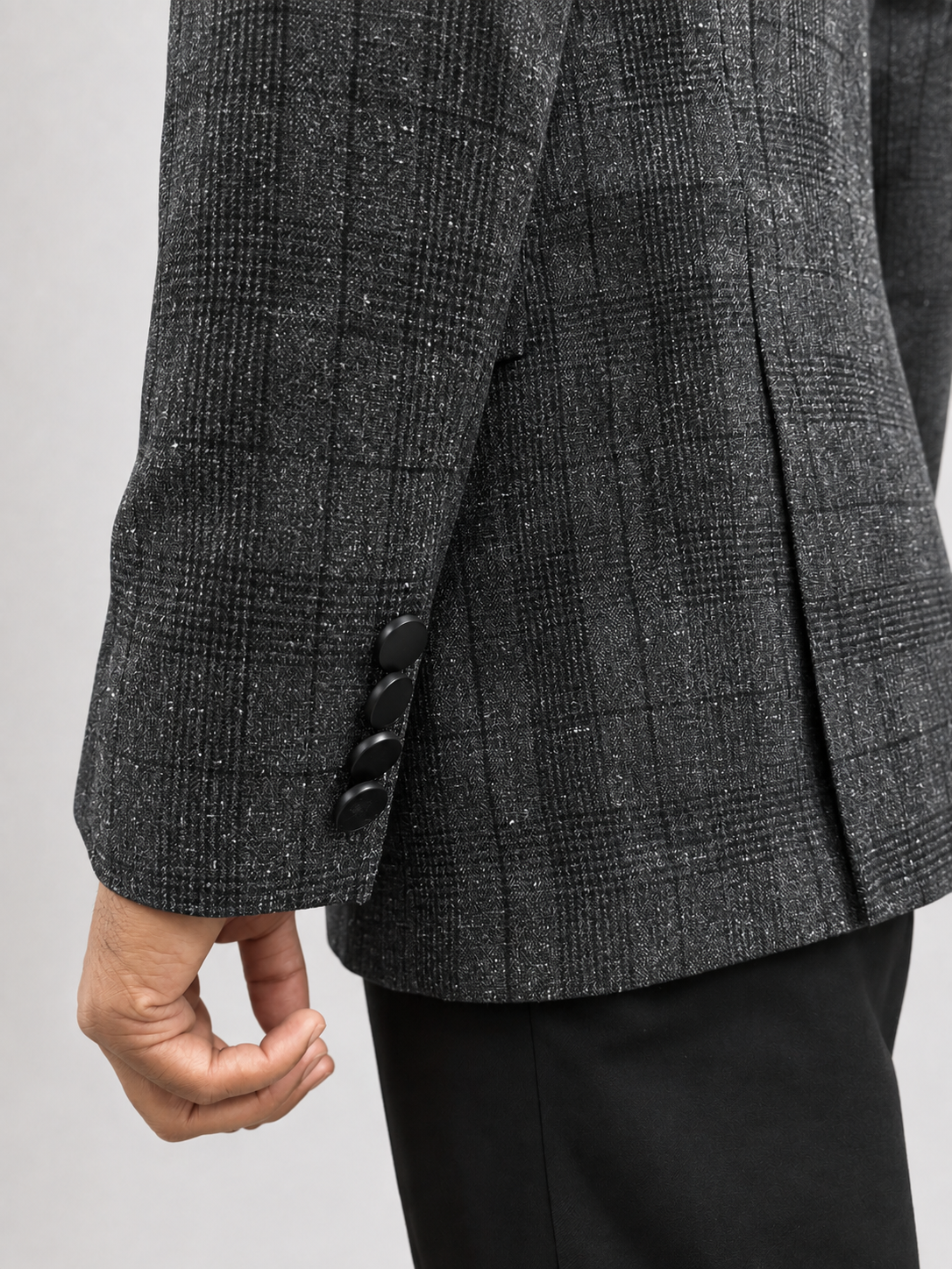 Charcoal Textured Slim Fit Blazer