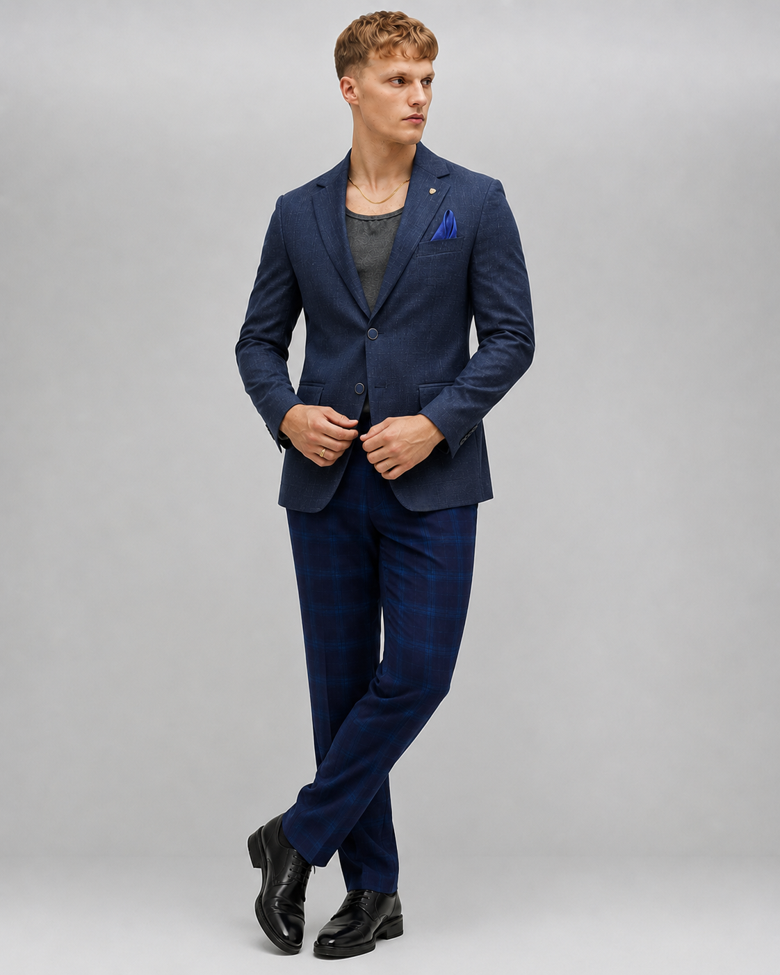 Navy Blue Textured Blazer