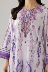 Basic Printed Lawn 3 PCS Suit Stitched Pink
