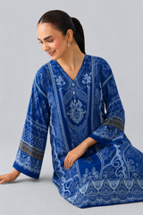 Basic Printed Lawn 3 PCS Suit Stitched Blue