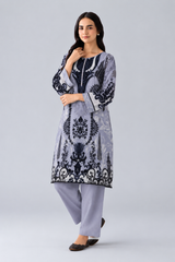 Basic Printed Lawn 3 PCS Suit Stitched Grey