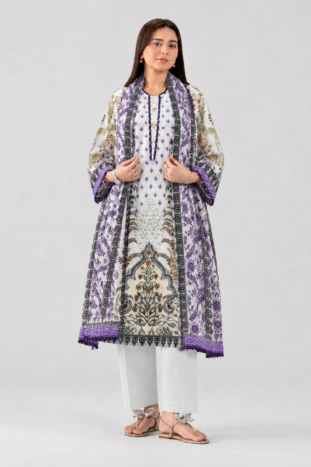 Basic Printed Lawn 3 PCS Suit Stitched Multi
