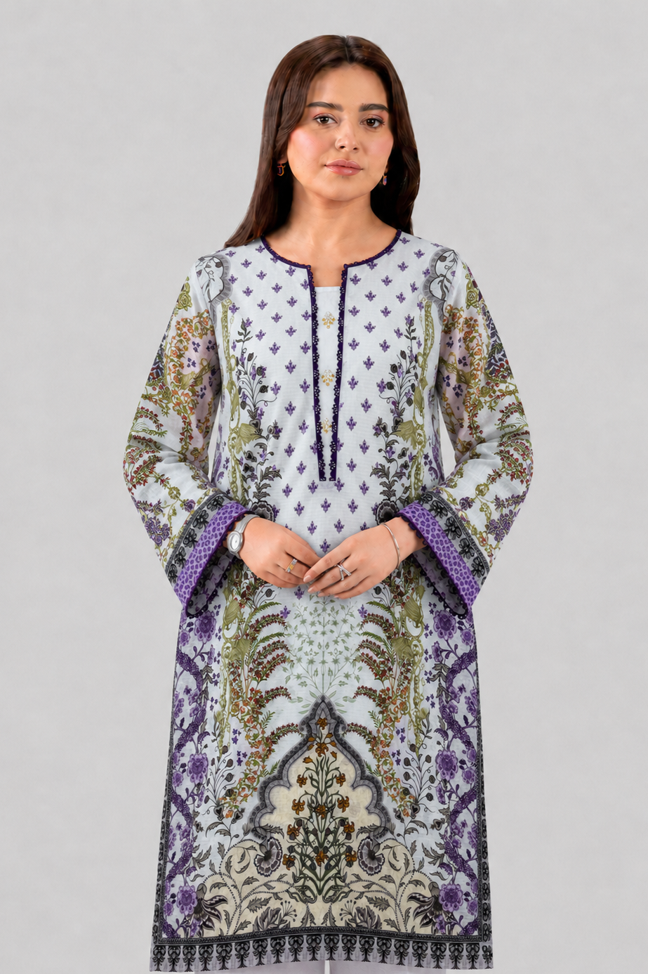 Basic Printed Lawn 3 PCS Suit Stitched Multi