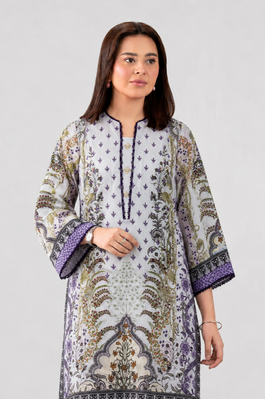 Basic Printed Lawn 3 PCS Suit Stitched Multi