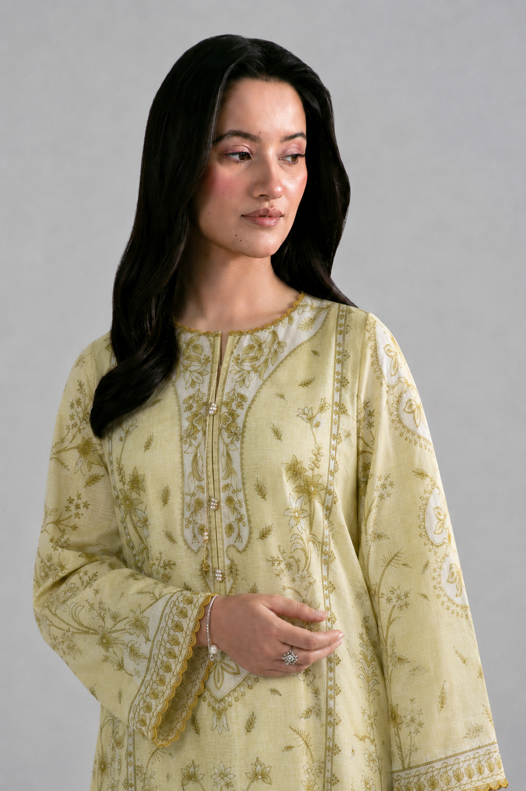 Basic Blue Printed Lawn 3 PCS Suit
