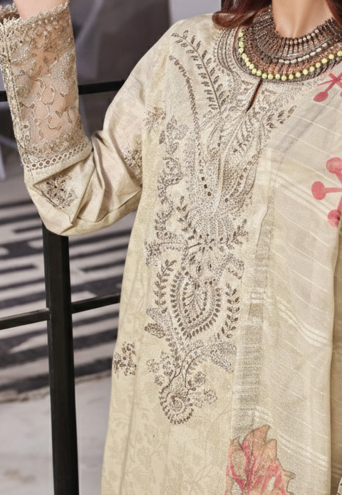 Stitched Embroidered Sorina Cotton Lawn Suit