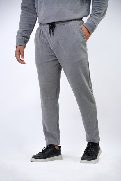 Men’s V-Neck Full Sleeve Polo Tracksuit – Light Grey