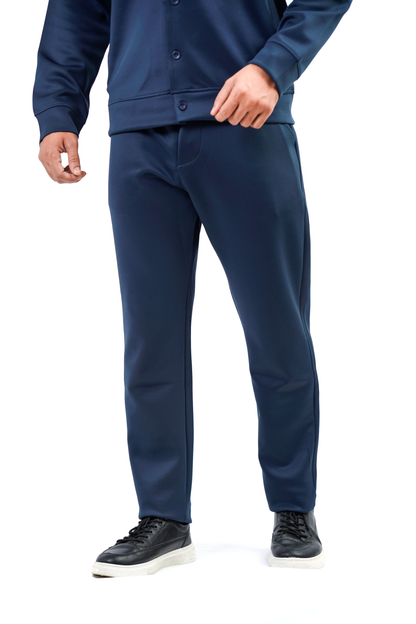 Men’s Casual Button-Up Tracksuit – Blue (Polyester Blend)