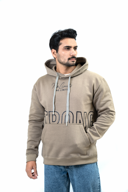MEN Zip-Up Fleece Hoodie – Camel