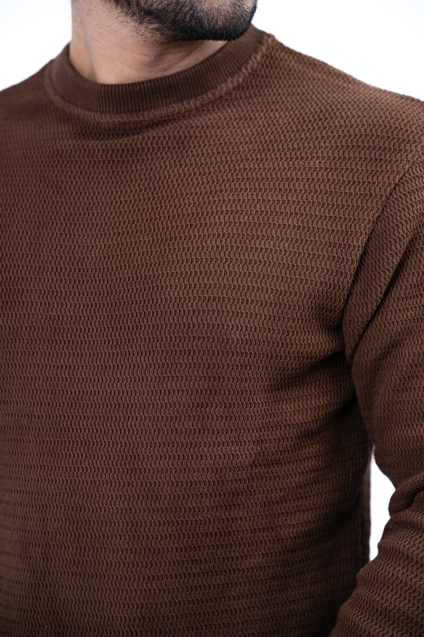 Men’s Full-Sleeve Knitted Sweat Shirt – Dark Brown