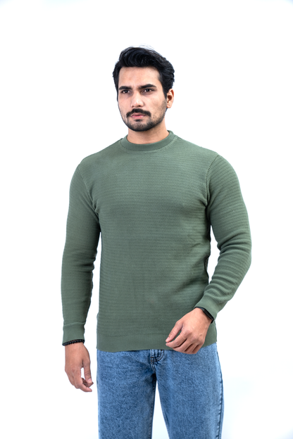 Men’s Full-Sleeve Knitted Sweat Shirt – Dark Green