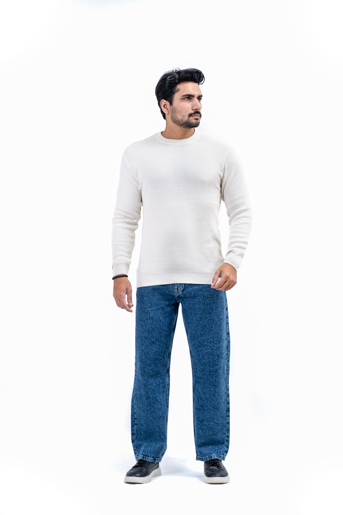 Men’s Full-Sleeve Knitted Sweat Shirt – White