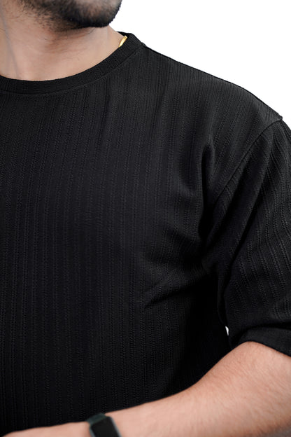 Drop-Shoulder Poly T-Shirt – Black