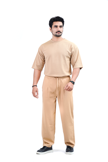 Men's Textured Comfort Track Suit (Full Set) – Beige