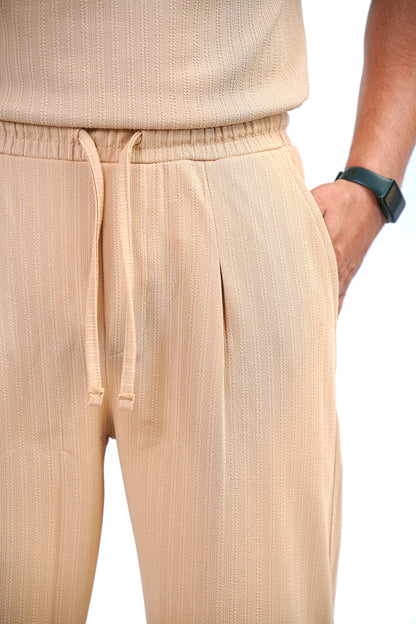 Men's Textured Comfort Track Suit (Full Set) – Beige