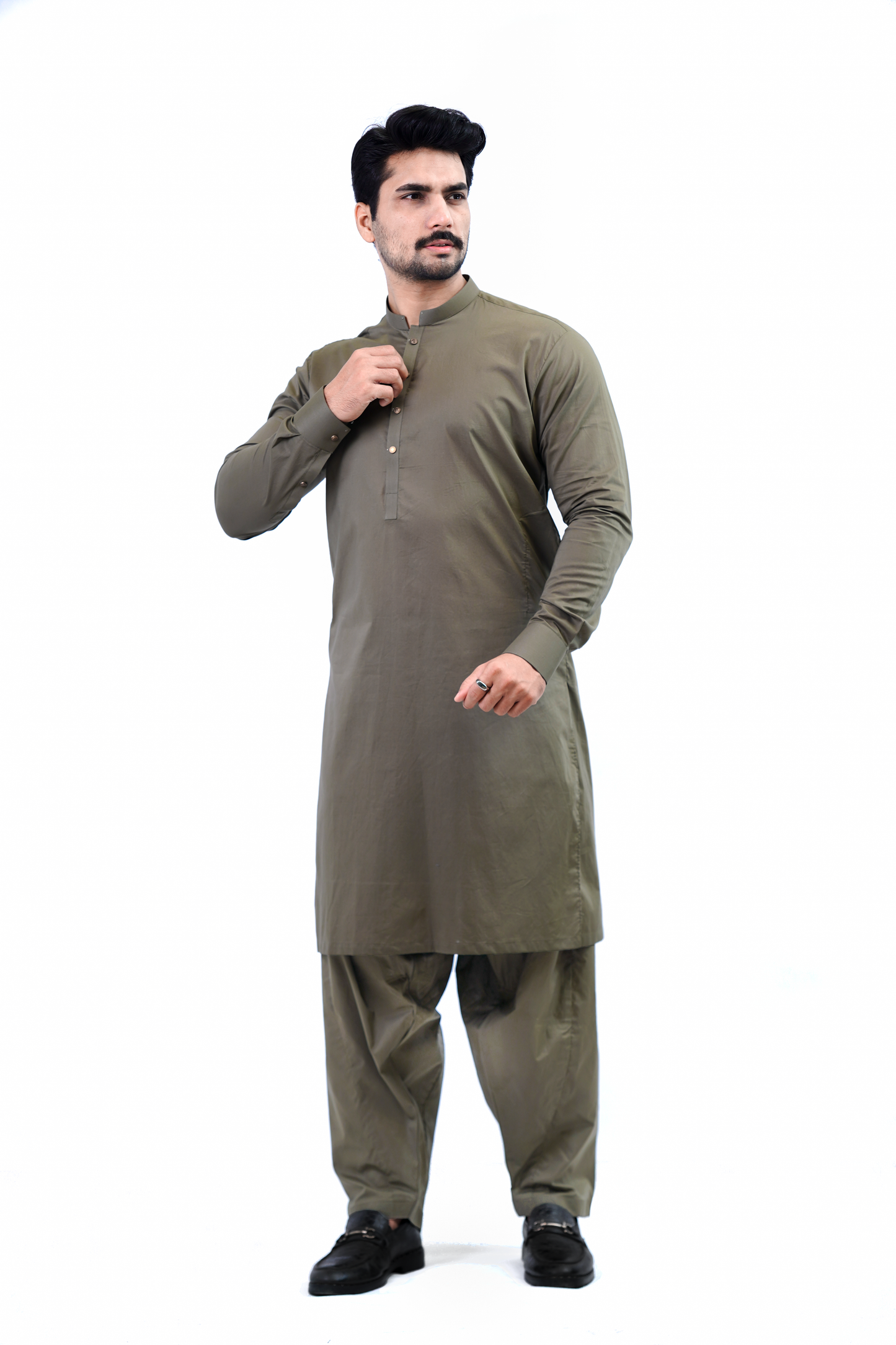 Men’s Shalwar Kameez – Mid Green (Cotton Fabric)