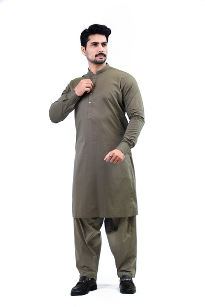 Men’s Shalwar Kameez – Mid Green (Cotton Fabric)
